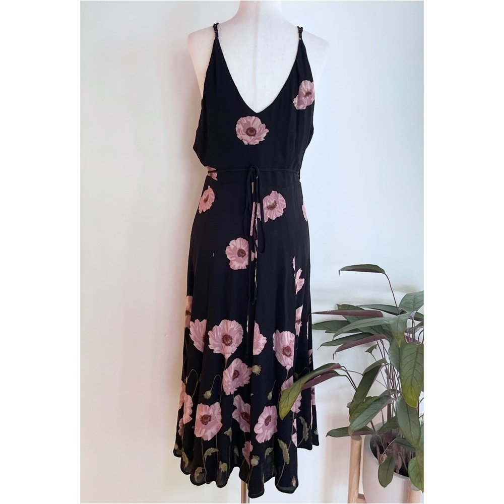 EUC Reformation Floral Pink Poppy Flower Temple Midi Wrap Dress Size '​​​​​​ - Picture 7 of 13